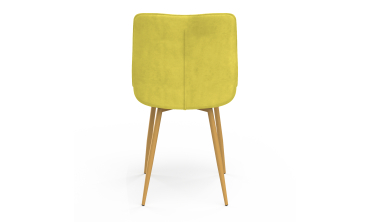 Chaises Melinda en velours mix de couleurs (bleu, gris clair, gris foncé et jaune) et pieds dorés - lot de 4