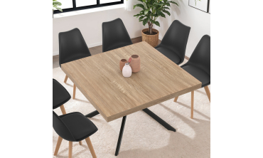 Table à manger carrée Soline bois et noir 120cm