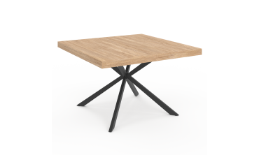 Table à manger carrée Soline bois et noir 120cm