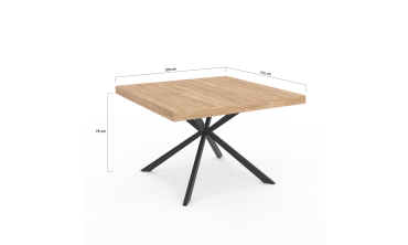 Table à manger carrée Soline bois et noir 120cm