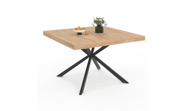 Table à manger carrée Soline bois et noir 120cm