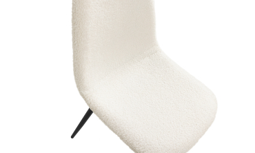 Chaises Sofia en bouclette blanche et pieds métal noirs - lot de 4