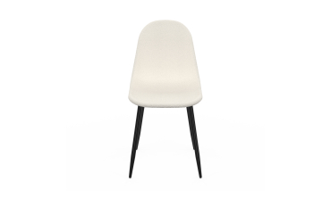 Chaises Sofia en bouclette blanche et pieds métal noirs - lot de 4