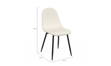 Chaises Sofia en bouclette blanche et pieds métal noirs - lot de 4