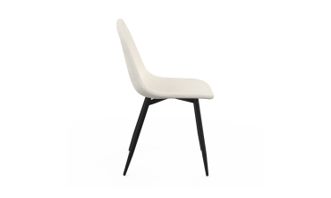 Chaises Sofia en bouclette blanche et pieds métal noirs - lot de 4