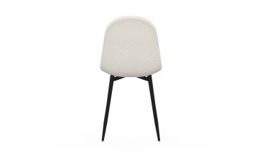 Chaises Sofia en bouclette blanche et pieds métal noirs - lot de 4