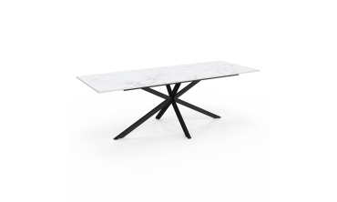 Table à manger extensible Spider effet marbre blanc et noir 200-240cm