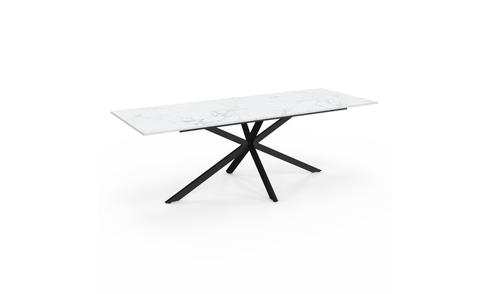 Table à manger extensible Spider effet marbre blanc et noir 200-240cm Table à manger extensible Spider effet marbre blanc et noir 200-240cm