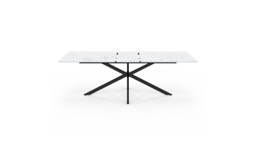 Table à manger extensible Spider effet marbre blanc et noir 200-240cm