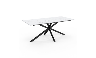Table à manger extensible Spider effet marbre blanc et noir 200-240cm