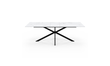 Table à manger extensible Spider effet marbre blanc et noir 200-240cm
