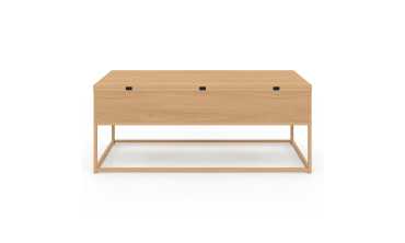 Table basse Memphis avec plateau relevable dépliant et pieds imitation bois