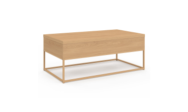 Table basse Memphis avec plateau relevable dépliant et pieds imitation bois