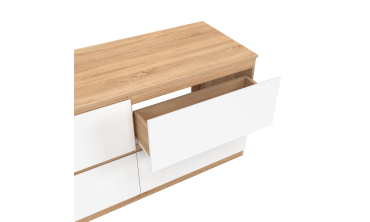 Meuble sous vasque suspendu Tom 4 tiroirs blanc et effet hêtre L120cm