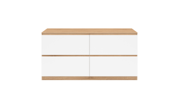 Meuble sous vasque suspendu Tom 4 tiroirs blanc et effet hêtre L120cm