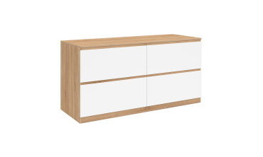 Meuble sous vasque suspendu Tom 4 tiroirs blanc et effet hêtre L120cm