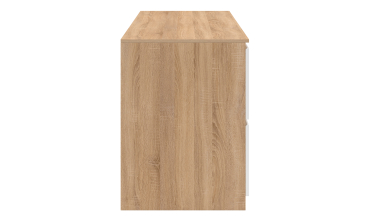 Meuble sous vasque suspendu Tom 4 tiroirs blanc et effet hêtre L120cm