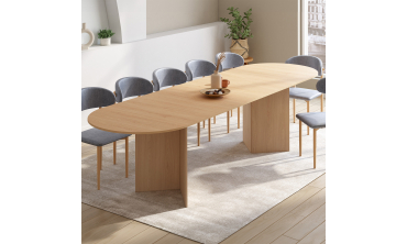 Table à manger extensible Gabin effet hêtre et pieds design 200-300cm
