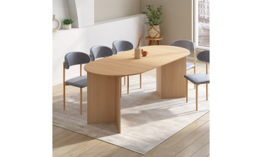 Table à manger extensible Gabin effet hêtre et pieds design 200-300cm