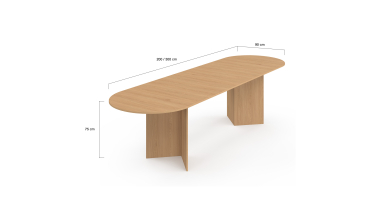 Table à manger extensible Gabin effet hêtre et pieds design 200-300cm