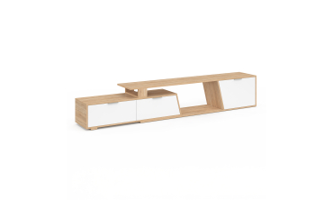 Meuble TV extensible Livona bois et blanc L180-270cm