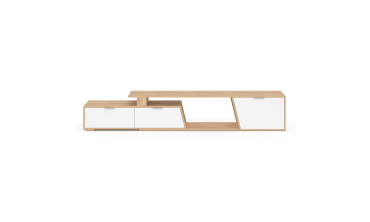 Meuble TV extensible Livona bois et blanc L180-270cm