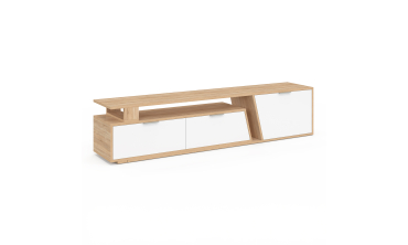 Meuble TV extensible Livona bois et blanc L180-270cm