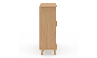 Buffet Faustine 3 étagères et 1 placard effet lattes H80cm