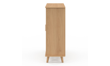 Buffet Faustine 3 étagères et 1 placard effet lattes H80cm
