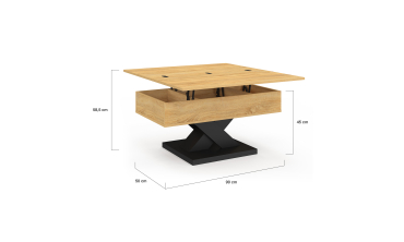 Table basse Alexia avec plateau relevable et dépliant