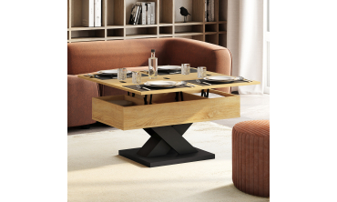 Table basse Alexia avec plateau relevable et dépliant