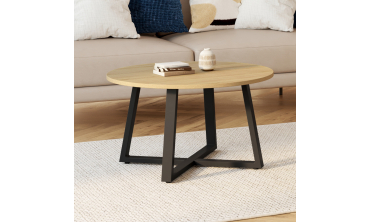 Table basse ronde Sana bois et noir Ø70cm