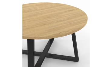 Table basse ronde Sana bois et noir Ø70cm
