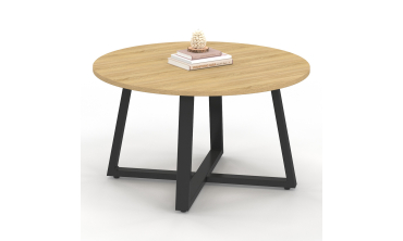 Table basse ronde Sana bois et noir Ø70cm