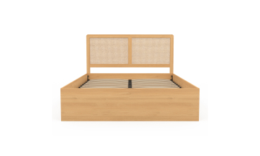 Lit coffre Eve avec sommier et tête de lit en cannage 140x190cm