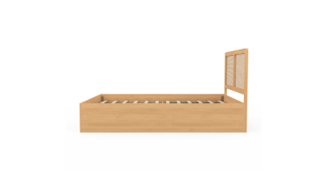 Lit coffre Eve avec sommier et tête de lit en cannage 140x190cm