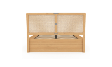 Lit coffre Eve avec sommier et tête de lit en cannage 140x190cm