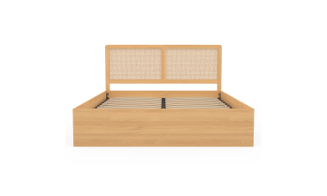 Lit coffre Eve avec sommier et tête de lit en cannage 160x200cm