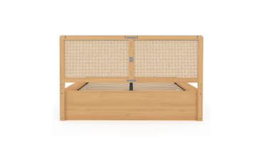 Lit coffre Eve avec sommier et tête de lit en cannage 160x200cm