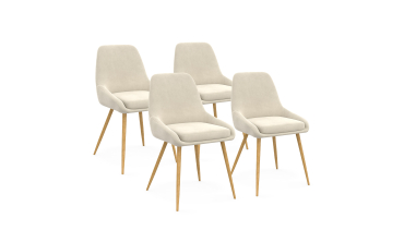 Chaises Olivia en velours crème et pieds bois - lot de 4