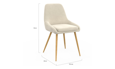Chaises Olivia en velours crème et pieds bois - lot de 4