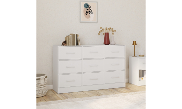 Commode Uma 9 tiroirs blanc