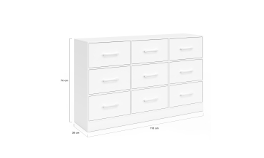 Commode Uma 9 tiroirs blanc