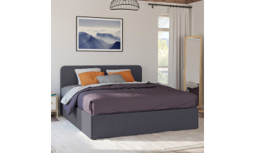 Lit coffre Louise 160x200cm tissu gris