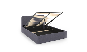 Lit coffre Louise 160x200cm tissu gris