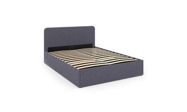 Lit coffre Louise 160x200cm tissu gris