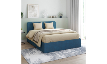 Lit coffre Louise 140x190cm velours bleu