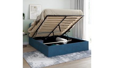 Lit coffre Louise 140x190cm velours bleu