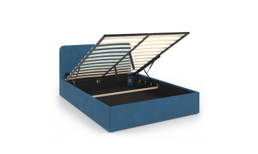 Lit coffre Louise 140x190cm velours bleu