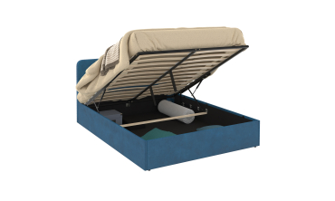 Lit coffre Louise 140x190cm velours bleu